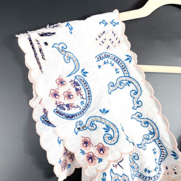 Free People Rambling Roads Mini Dress White Embroidered Floral‎ Cutout Sz S - Picture 6 of 13